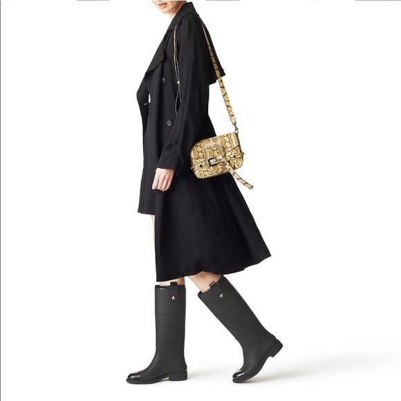 New Jimmy Choo Edith Flat Matt & Shiny Rain Boots - Picture 2 of 8